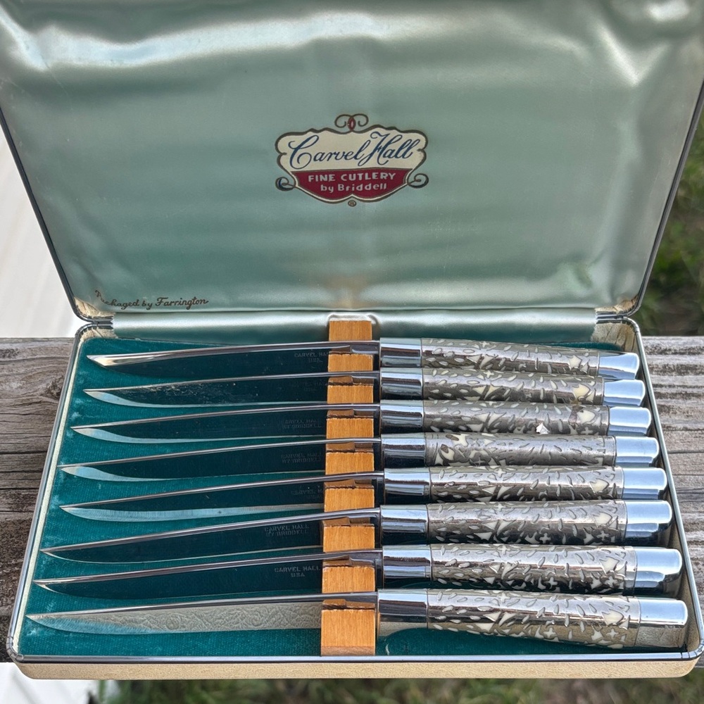 Briddell Steak Knives Silver Floral Handle Steak Knives (8)